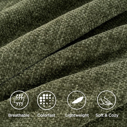 BATTILO HOME Olive Green Throw Blanket for Couch Bed Sofa, Soft Cozy Chenille Throw Blanket with Fringe Tassels, Lightweight Knit Throw Blanket for Home Decor, 50"x60"