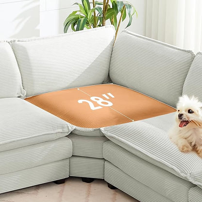 ROWHY 113'' Modular Sectional Cloud Corner Couch, 5 Seater L Shape Sofa Big Comfy Corduroy Oversized Couch with 2 Pillows Movable Ottoman, Deep Seat Sectional Couches for Living Room Office Light Grey