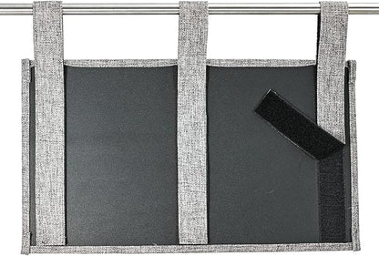 Zafit Linen Bedside Caddy, Bedside Storage Organizer for Hospital Beds, College Dorm Rooms or Baby Bed (6 Pockets-Grey)