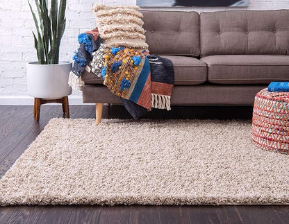Unique Loom Solid Shag Collection Area Rug (10' x 13' Rectangle, Taupe)