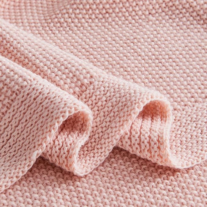 CozeCube Pink Throw Blanket for Couch, Soft Cozy Cable Knit Throw for Bed Sofa Living Room, Lightweight Warm Decorative Farmhouse Christmas Blanket, 50"x60", Pink