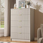5 Drawer Dresser for Bedroom, Tall Dresser Chest of Drawers with Gold Handles, 32 Inch Wide Nightstand with for Bedroom, Living Rooms, Offices, and Entryways, Beige