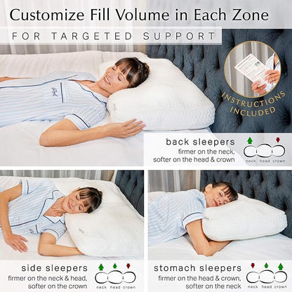 Aricove Bed Pillow for Sleeping, Side Sleeper Pillow for Adults, Queen Size, Adjustable Firm Memory Foam & Soft Microfiber Fill, Neck and Shoulder Support