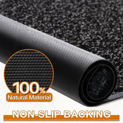 Mibao Front Door Mat, Dirt Trapper Welcome Mat for Outdoor Indoor, Non-Slip Waterproof Doormat, Durable Machine Washable Low Profile Entry Rug for Back Door Outside Patio Porch, 36" x 24", Black