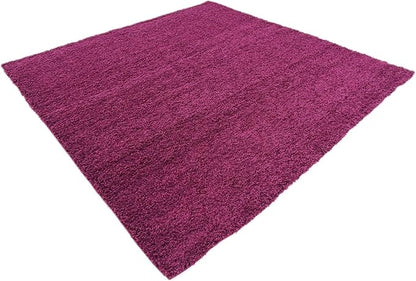 Unique Loom Solid Shag Collection Area Rug (8' Square, Eggplant Purple)