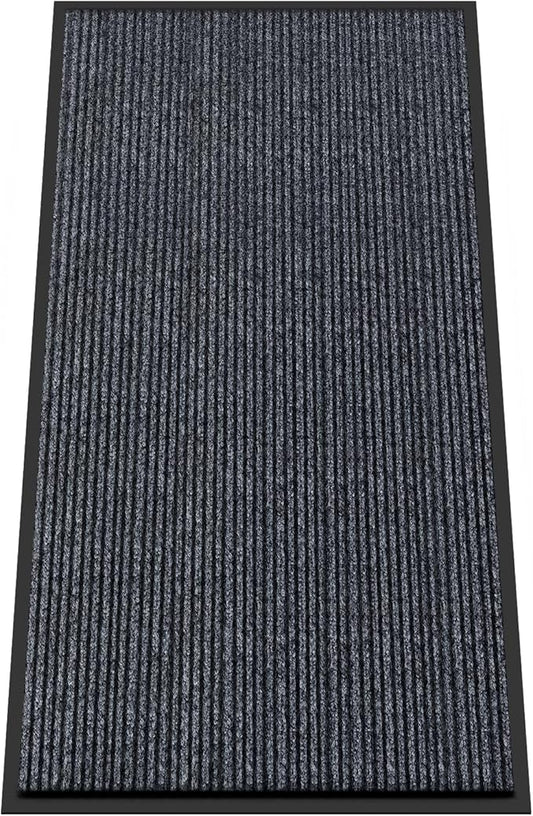 Kuyal Front Door Mat, 3'x6' Indoor Outdoor Entrance Mat, Commercial Floor Mats Inside Outside Entrance, Heavy Duty Durable Welcome Mats, Rubber Backing Non Slip Outdoor Mats for Entryway,Dark Gray