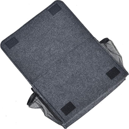 Bedside Caddy, Large Size Storage Organizer with 8 Pockets - Holds Magazines, Remotes, Phone (13.4'' x 18.1'', Dark Grey)