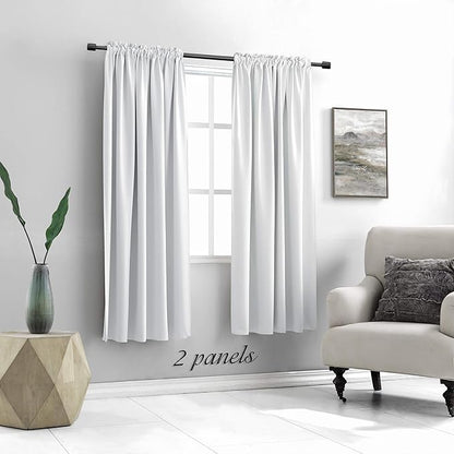 DONREN 72 Inch Room Darkening Curtain Panels - Thermal Insulated Rod Pocket Curtains for Living Room (Greyish White,2 Panels)