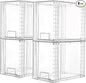 Vtopmart 4 Pack Clear Stackable Storage Drawers,9.7" High Plastic Organizers Bins for Skincare, Bathroom Supplies,Ideal for Cabinet,Undersink,Vanity,Kitchen,Pantry Organization