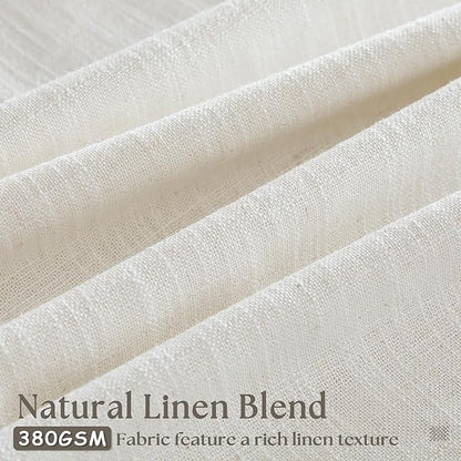Pinch Pleated Extra Wide Curtain Panels 90 Inches Long 70 Wide Linen Curtain for Patio Sliding Glass Door Cream Hooks Rings Semi Sheer Privacy 90 Inch Length for Living Room 70x90 1 Panel