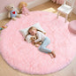 Round Pink Rug for Bedroom, 6 ft Circle Area Rugs for Living Room, Soft Fluffy Shag Carpet for Girls Teen Nursery Room Dorm Home Decor Aesthetic