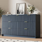Navy 7 Drawer Dresser for Bedroom, 55.9" Wide Modern Fluted Dresser with Gold Metal Handles, Wide Chest of Drawers for Bedroom, Living Room, Entryway, Hallway