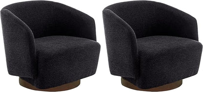 MINCETA Accent Chair,Modern Swivel Chairs for Living Room and Bedroom Reading with Wood Base,Set of 2,Performance Fabric in Charcoal Gray