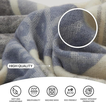 | Wool Blanket/Throw | 100% New Zealand Wool | Perfect for Home and Outdoors | Virgin Wool Throw with Fringes 67"x79" (170 x 200 cm)