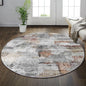 vivorug Round Rug 6ft Abstract Round Area Rug Non-Slip Indoor Carpet for Living Room Bedroom Entryway, Stain Resistant Home Decor Circle Rug, Grey/Rust