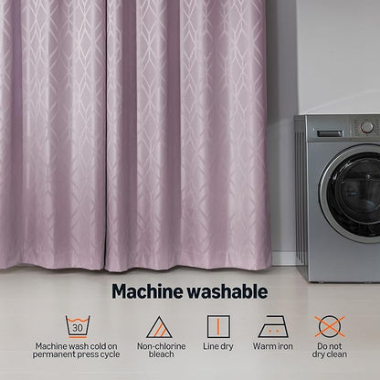 Amazon Basics Jacquard 2-Piece 100% Blackout Curtains, Living Room and Bedroom Drapes, Thermal Insulated Window Treatment, 42"x72", Pink