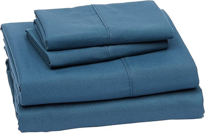 Amazon Basics Lightweight Super Soft Easy Care Microfiber 4-Piece Bed Sheet Set with 14-Inch Deep Pockets, Full, Dark Teal, Solid