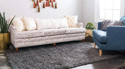 Unique Loom Solid Shag Collection Area Rug (3' 3" x 5' 3" Rectangle, Graphite Gray)
