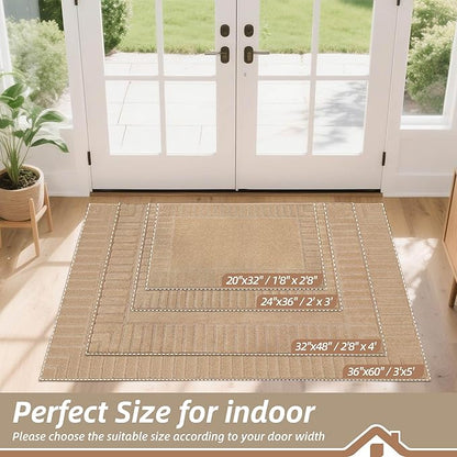 BEQHAUSE Door-Mat Non-Slip Front Doormat Low-Profile Entrance Mats for Front Door Entry Resist Dirt Washable Doormat Absorbent Entryway Door Mat,Taupe,32"x48"