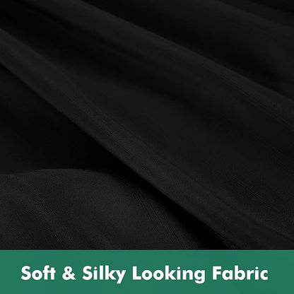 Biscaynebay Wrap Around Bed Skirts with Split Corners for Twin/Twin XL Beds 18" Drop, Black Adjustable Elastic Dust Ruffles Easy Fit Wrinkle Resistant Silky Luxurious Fabric Machine Washable