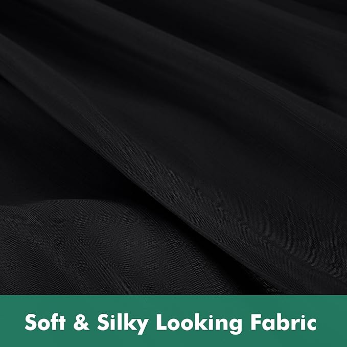 Biscaynebay Wrap Around Bed Skirts with Split Corners for Full Beds 17" Drop, Black Elastic Dust Ruffles Easy Fit Wrinkle & Fade Resistant Silky Luxurious Fabric Solid Machine Washable