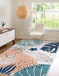 Lahome 4x6 Area Rugs for Bedroom - Washable Non-Slip Rugs for Entryway Stain Resistant Ultra-Thin Soft Floor Rug for Office, Boho Botanical Print Non-Shedding Indoor Rugs for Living Room Kitchen