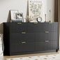 Black Dresser for Bedroom, Modern Dresser with 7 Drawers and Smooth Slides, Wide Chest of Drawers with Golden Handles for Bedroom, Living Room, Closet, 15.7" D x 55.1" W x 31.4" H