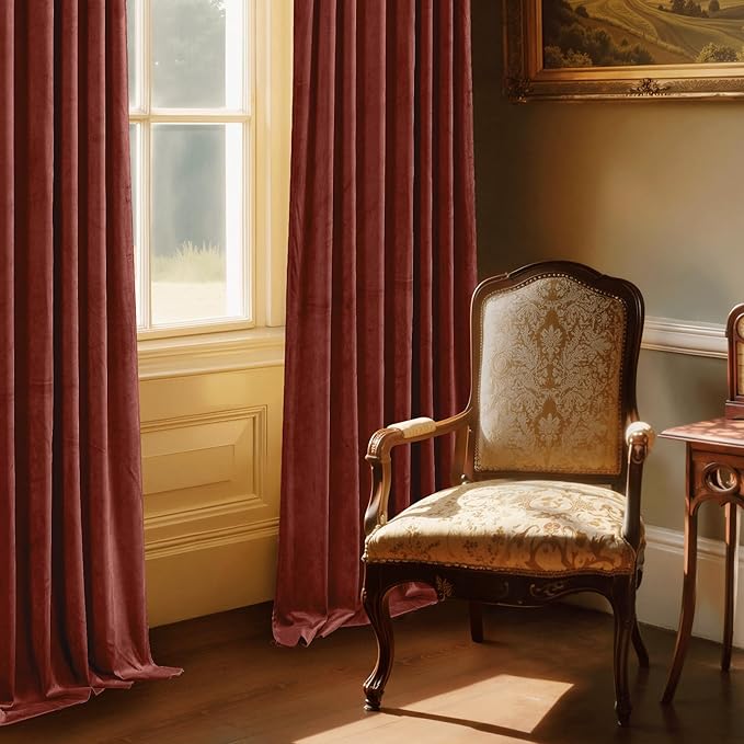 StangH Rust Velvet Curtains for Bedroom, Luxury Room Darkening Window Drapes Thermal Insulation Noise Reduction Door Panels for Dining Room/Nersury, W52 x L84, 2 Panels