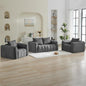 Corduroy Boneless Living Room Sets, Modern Upholstered Loveseat with 2 Signle Sofa Chairs, Comfy Deep Seat Cloud Sofa Couch Sets for Living Room, Grey