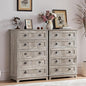 Farmhouse 5 Drawer Dresser for Bedroom Set of 2, 42" Tall Small Dressers & Chest of Drawers, Rustic Wood Dresser with Metal Handle, Storage Organizer Closet for Living Room, Hallway,Entryway