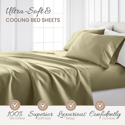 Linen Market Bed Sheets for Twin Size Bed (Sage) - Sleep Better Than Ever with These Soft and Cooling Twin Sheets - Deep Pocket Fits 16" Thick Beds - 3 Piece Twin Sheet Set