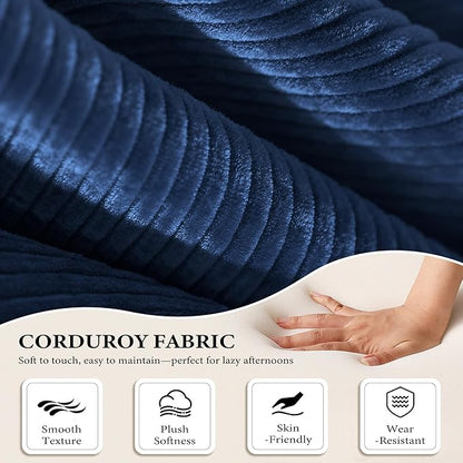 Boneless Couch Folding Couches for Living Room Sofa, Futon Sofa Bed with Sleeper Sofa, Futon Couch with Fixed-Shape Oversized Corduroy Upholstered (Blue, 81 Inches)