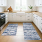 Abstract Rug for Kitchen Set of 2, 2x3 and 2x6 Navy Blue Gray Neutral Multi Modern Super Soft Small Area Rug, Washable Non-Slip Entryway Rugs, Low-Pile Mat for Bedside, Indoor Door Mat