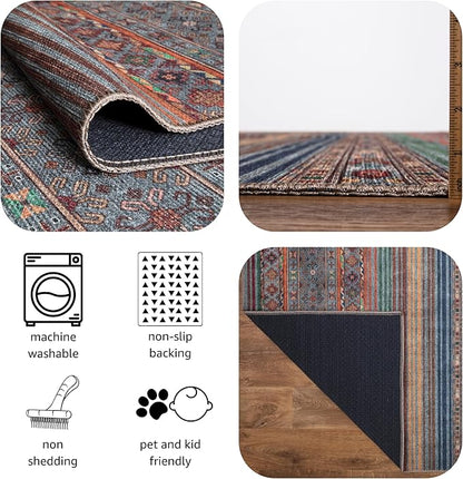 Keen Home Design 5x7 Rug - Machine Washable Area Rug with Non-Slip Backing, Ideal for Living Room, Dining Room, Bedroom - Vintage, Easy Clean, Durable, Low Pile Rug - (5' x 7')
