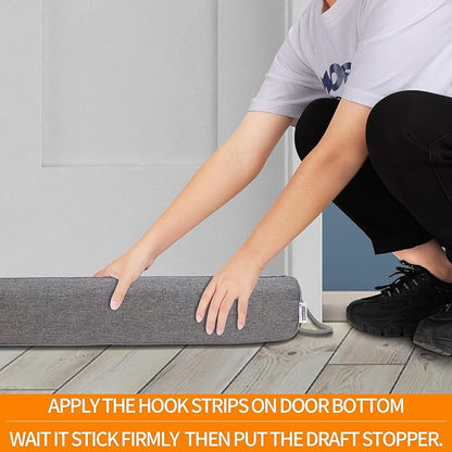 TORRAMI 30" Door Draft Stopper for Bottom of Doors, Seal Blocks Hot Air, Noise, Bugs, Keeps Cold AC in, Sound Proofing Easy Install Gap Filler, Draft Stoppers, Gray