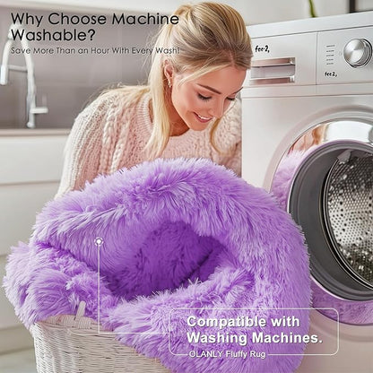 OLANLY 5x7 Machine Washable Large Area Rugs for Living Room, Bedroom, Soft Fluffy Shaggy Bedside Rug, Indoor Floor Carpet for Kids Girls and Boys, Dorms, Nursery, Home Decor Aesthetic, Purple