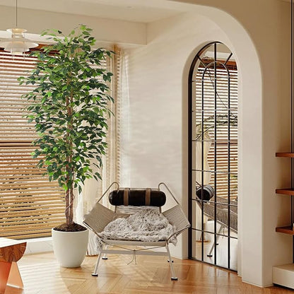 2Packs 6FT Artificial Ficus Tree,Fake Plants with Sturdy Plastic Nursery Pot,Faux Ficus Trees for Home Office Living Room Farmhouse Indoor Outdoor Decor Perfect Housewarming Gift (6FT-2Packs)