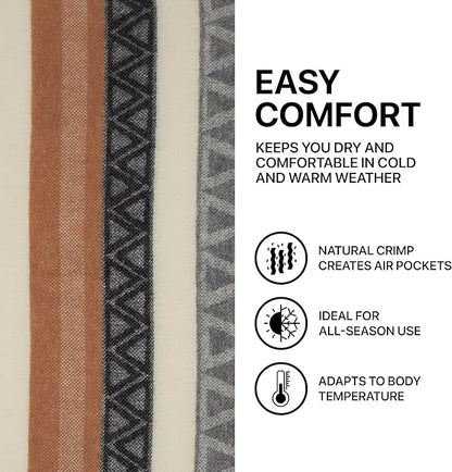 | Wool Blanket/Throw | 100% New Zealand Wool | Perfect for Home and Outdoors | Virgin Wool Throw with Fringes 67"x79" (170 x 200 cm)