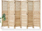 Svimi Folding Room Divider, 66.9 Inch 6 Panels Wood Carved Privacy Screens, Free Assembled Freestanding Portable Separation Wall for Home Office Bedroom (Natural)