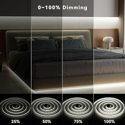 PAUTIX COB LED Strip Lights 2700K-6500K CCT Tunable White 24ft UL-Listed Dotless LED Lights Super Bright Dimmable 24V LED Tape Light with APP/RF Remote Control,Under Cabinets Bedroom Kitchen Lighting