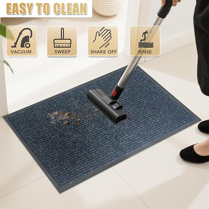 Front Door Mat,4'x8'Indoor Outdoor Door Mat,Heavy Duty Durable Welcome,Commercial Floor Mats Inside Outside Entrance, Waterproof All-Season, All-Weather Non Slip Backing Doormat for Entryway,Black