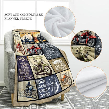 Jekeno Motorcycle Blanket Gifts for Men Boys Women Girls Dad Mom Husband Wife Boyfriend Friends Birthday Christmas Halloween Presents Home Bedroom Living Room Decor Throw Blanket 60"x80"