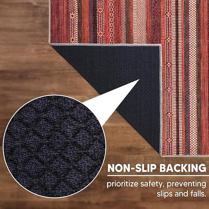 Keen Home Design 2x12 Rug - Machine Washable Runner with Non-Slip Backing, Ideal for Hallway, Entryway, Kitchen, Laundry Room - Vintage, Easy Clean, Durable, Low Pile Rug - (2'6" x 12')