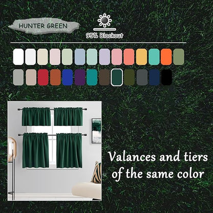 DONREN 108 inch Extra Length Curtains for Bedroom - Rod Pocket Smooth Tactility Blackout Window Panels for Patio (52 W x 108 L,Dark Green,2 Pieces)