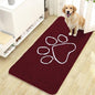 OLANLY Dog Door Mat for Muddy Paws 47x24, Paw Print Design, Absorbs Moisture and Dirt, Absorbent Non-Slip Washable Doormat, Quick Dry Chenille Mud Mat for Dogs, Entry Indoor Entryway Carpet, Burgundy