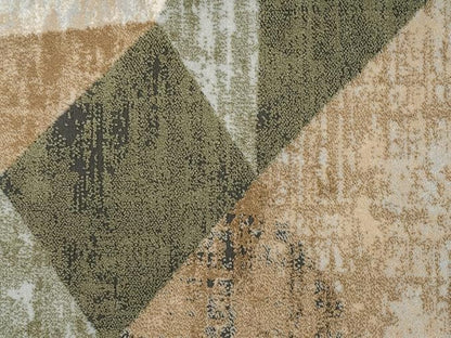 Abani Savoy Collection Area Rug - Green and Cream Geometric Design - 9'x12' -Easy to Clean - Durable for Kids and Pets - Non-Shedding - Medium Pile - Soft Feel -for Living Room, Bedroom & Office