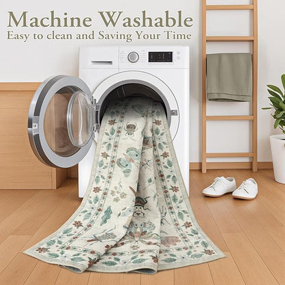 Lahome Insect Machine Washable Rug, 3x5 Rug Non Slip Soft Bedroom Rugs for Entryway Dorm, Ultra-Thin Rugs for Living Room Stain Resistan Throw Carpet for Nursery Entrance, Beige