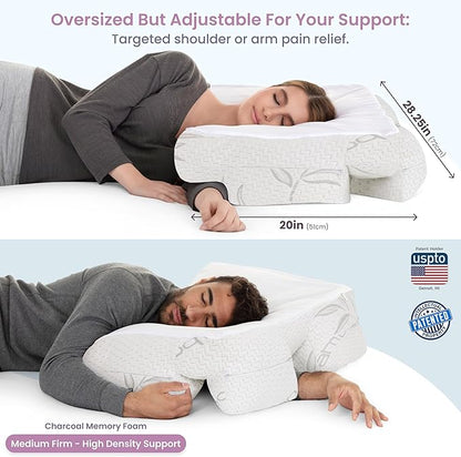 Wife Pillow the Side Sleeper Pillow with Arm Hole for Shoulder Pain - Arm Tunnel Pillow for Side Sleepers, Shoulder Relief & Neck Support Comfort Sleep Pillow for Adults - Cooling Shredded Memory Foam