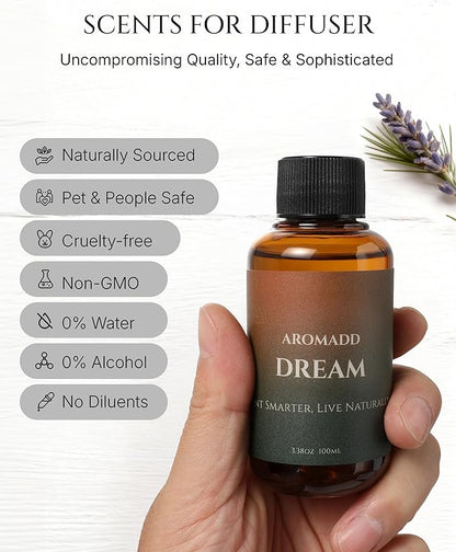 AROMADD Dream Diffuser Oil Inspired by Luxury Hotel Scent 3.38 Fl Oz (100ml), Aroma Diffuser & Hotel Fragrance Diffuser Oil, Essential Oil Diffuser for Aromatherapy, Long-Lasting