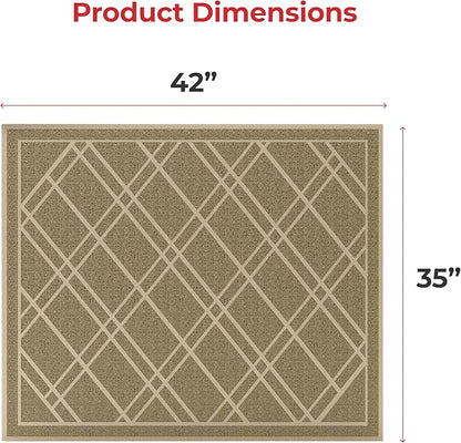 SlipToGrip Universal Door Mat, Plaid Design - Khaki, 42 x 35 - Anti Slip, Durable and Washable, Outdoor and Indoor Floor Welcome Mat - Front Door, Dust Absorbent
